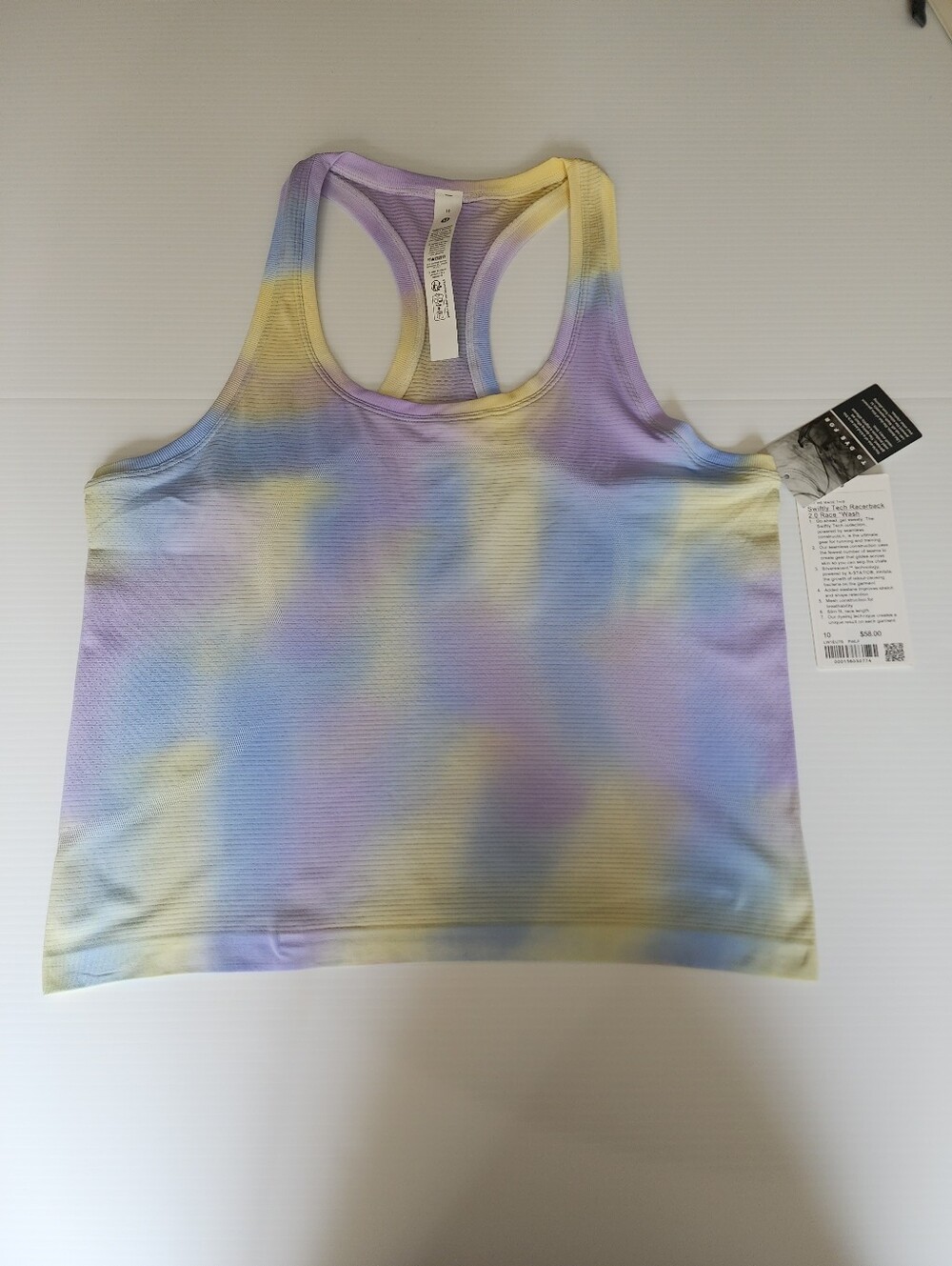Lululemon Psychedelic Wash Lavendar Frost Swiftly tank Race 2.0 size 10 BNWT